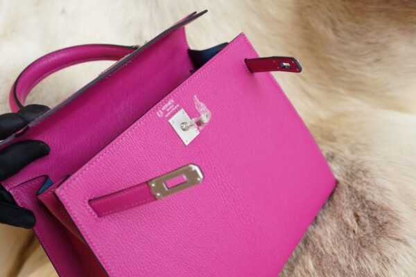 DDMode Wechat Hermes Kelly Sellier 25CM L3 Rose Purple Chevre Leather Silver Hardware
