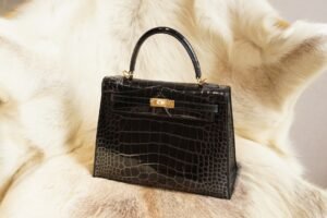 DDMode Wechat Hermes CK89 Nior Shiny Crocodile Kelly Sellier 25CM Gold Hardware