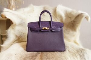 DDMode Hermes Touch Birkin 25CM Togo / Crocodile Leather 9G Amethyst Gold Hardware