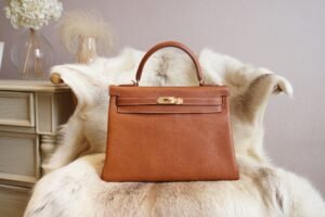 DDMode Hermes Kelly Retourne 32CM 34 Fauve Barenia Leather Gold Hardware