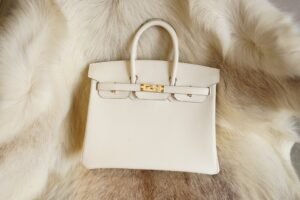DDMode Factory Hermes CK10 Craie Birkin 25CM Jonathan Leather Gold Hardware