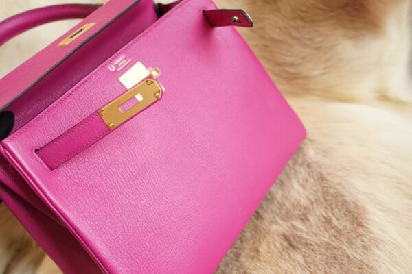 DDMode Factory Hermes Kelly 28CM L3 Rose Purple Chevre Leather Gold Hardware