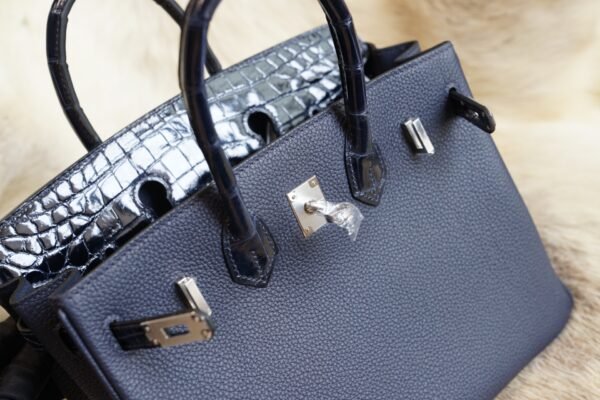 DDMode Wechat Hermes Togo / Shiny Crocodile Touch Birkin 25CM 2Z Blue Nuit