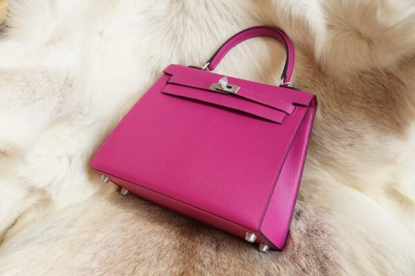 DDMode Wechat Hermes Kelly Sellier 25CM L3 Rose Purple Chevre Leather Silver Hardware