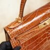 DDMode Wechat Hermes 33 Miel Shiny Crocodile Kelly Sellier 28CM Gold Hardware