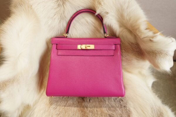 DDMode Factory Hermes Kelly 28CM L3 Rose Purple Chevre Leather Gold Hardware
