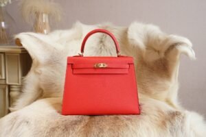 DDMode Factory Hermes Kelly 25CM S3 Rouge De Coeur Epsom Leather Gold Hardware