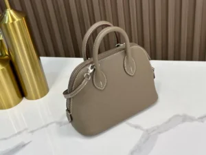 DDMode Hermès Min Bolide Etoupe Grey Silver Hardware 19cm Full Handmade Phw