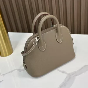 DDMode Hermès Min Bolide Etoupe Grey Silver Hardware 19cm Full Handmade Phw