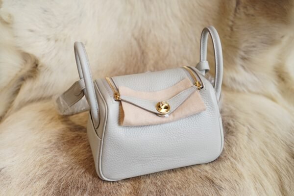 DDMode Hermes Mini Lindy 19CM CK80 Gris Pearl Clemence Gold Hardware