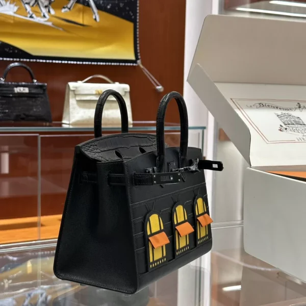 DDMode Factory Birkin Faubourg Epsom & Alligator Black & Yellow & Orange 20cm Full Handmade