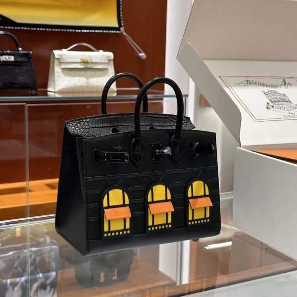 DDMode Factory Birkin Faubourg Epsom & Alligator Black & Yellow & Orange 20cm Full Handmade