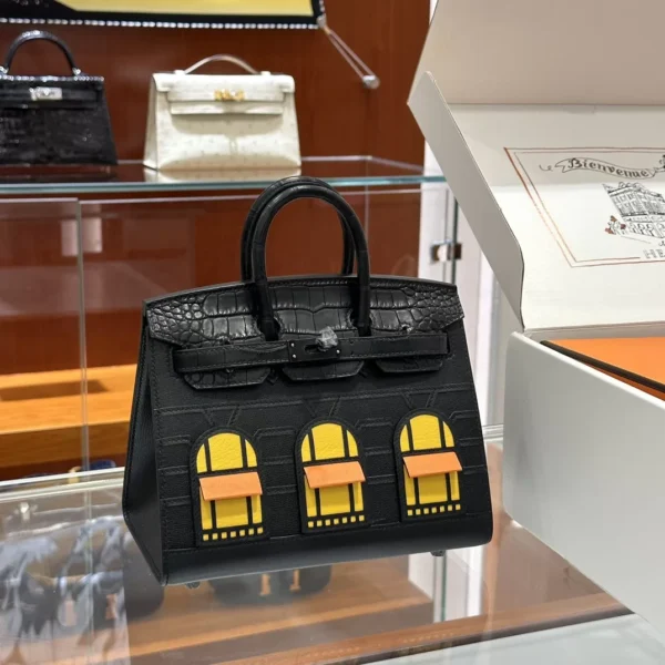 DDMode Factory Birkin Faubourg Epsom & Alligator Black & Yellow & Orange 20cm Full Handmade