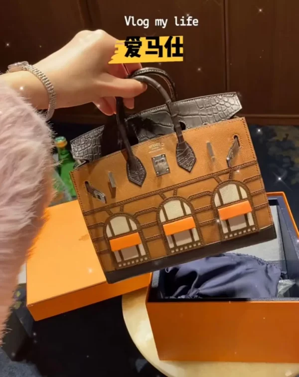 DDMode Factory Birkin Faubourg Epsom & Alligator Brown & Black & White & Orange 20cm Full Handmade