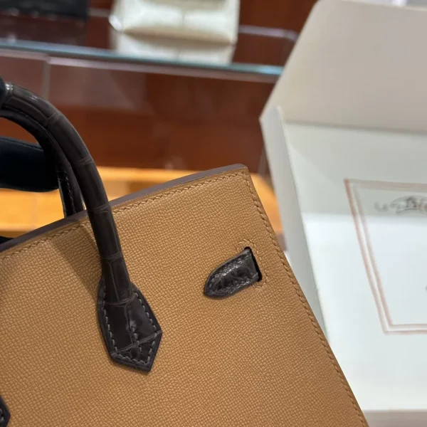 DDMode Factory Birkin Faubourg Epsom & Alligator Brown & Black & White & Orange 20cm Full Handmade