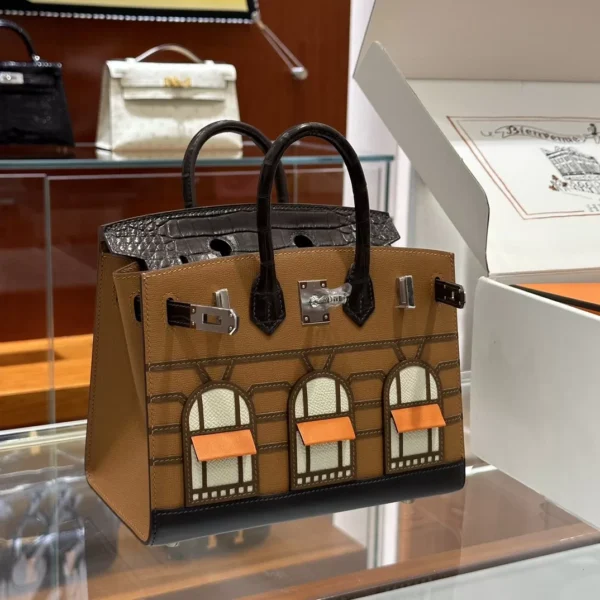 DDMode Factory Birkin Faubourg Epsom & Alligator Brown & Black & White & Orange 20cm Full Handmade