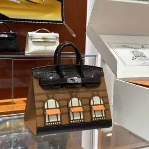 DDMode Factory Birkin Faubourg Epsom & Alligator Brown & Black & White & Orange 20cm Full Handmade
