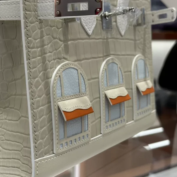 DDMode Factory Birkin Faubourg Epsom & Alligator offwhite & White & Orange 20cm Full Handmade