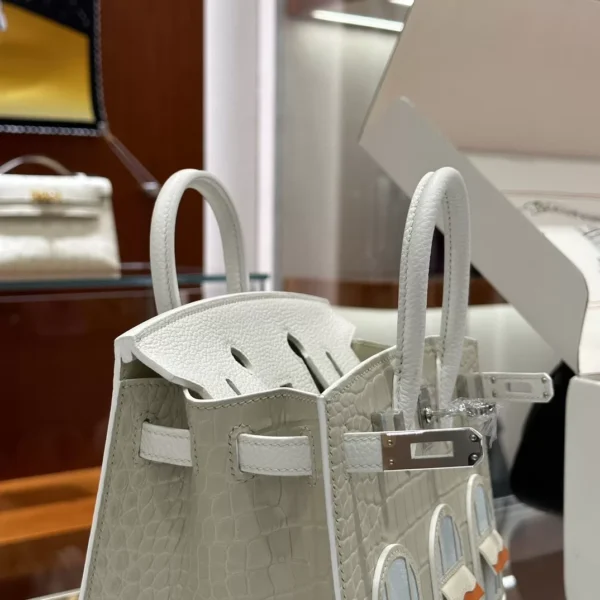 DDMode Factory Birkin Faubourg Epsom & Alligator offwhite & White & Orange 20cm Full Handmade
