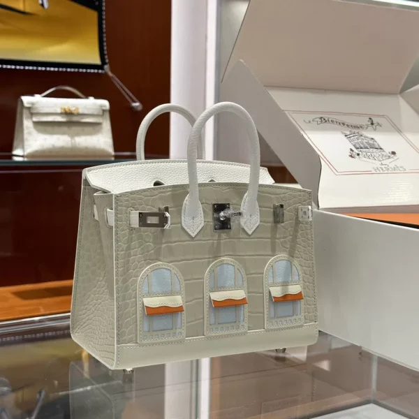 DDMode Factory Birkin Faubourg Epsom & Alligator offwhite & White & Orange 20cm Full Handmade