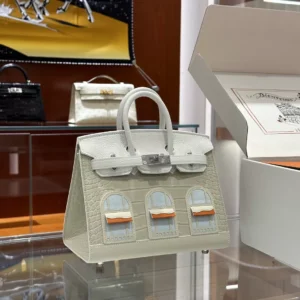 DDMode Factory Birkin Faubourg Epsom & Alligator offwhite & White & Orange 20cm Full Handmade