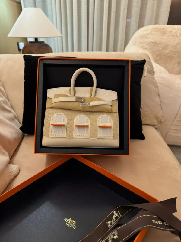 DDMode Factory Birkin Faubourg Epsom & Alligator offwhite & White & Orange 20cm Full Handmade