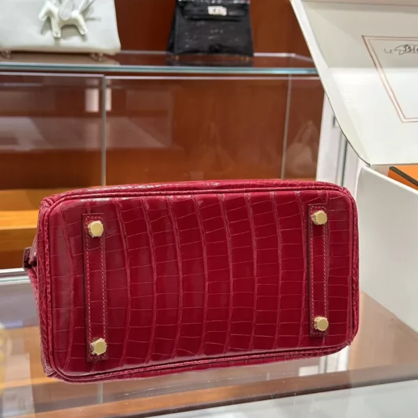 DDMode Factory Birkin Shiny Alligator crocodile Bright Red Gold Hardware 25cm Full Handmade