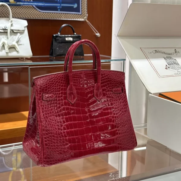 DDMode Factory Birkin Shiny Alligator crocodile Bright Red Gold Hardware 25cm Full Handmade