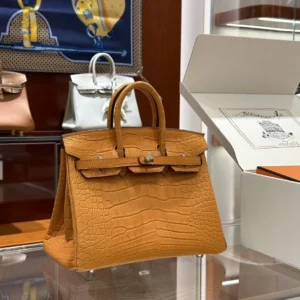 DDMode Factory Birkin Matte Alligator crocodile Brownish yellow Silver Hardware 25cm Full Handmade