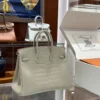 DDMode Factory Birkin Matte Alligator crocodile Ice White Silver Hardware 25cm Full Handmade