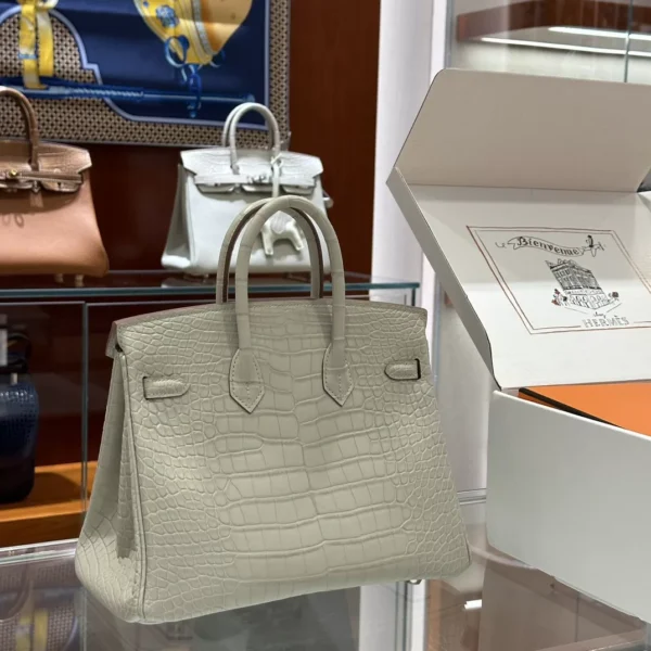 DDMode Factory Birkin Matte Alligator crocodile Ice White Silver Hardware 25cm Full Handmade