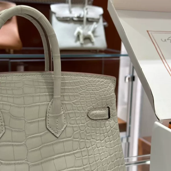DDMode Factory Birkin Matte Alligator crocodile Ice White Silver Hardware 25cm Full Handmade