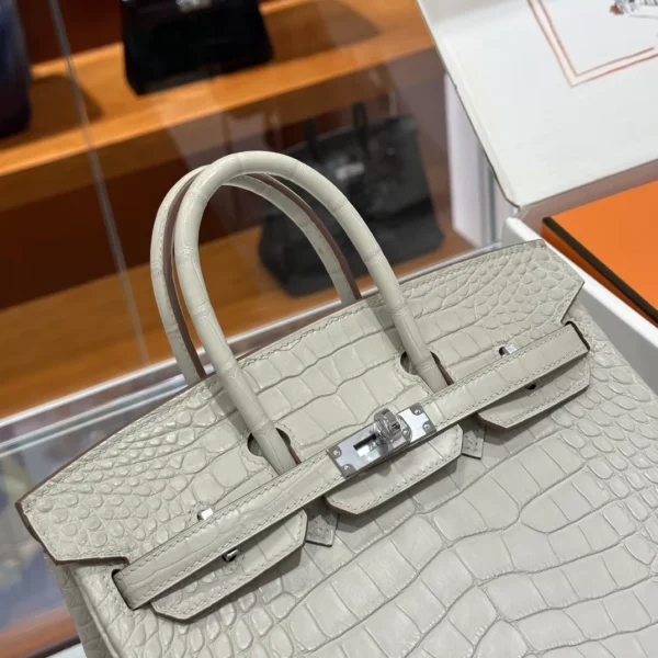 DDMode Factory Birkin Matte Alligator crocodile Ice White Silver Hardware 25cm Full Handmade