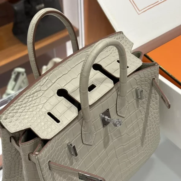 DDMode Factory Birkin Matte Alligator crocodile Ice White Silver Hardware 25cm Full Handmade