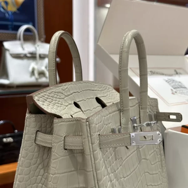 DDMode Factory Birkin Matte Alligator crocodile Ice White Silver Hardware 25cm Full Handmade