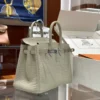 DDMode Factory Birkin Matte Alligator crocodile Ice White Silver Hardware 25cm Full Handmade