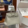 DDMode Factory Birkin Matte Alligator crocodile Ice White Silver Hardware 25cm Full Handmade