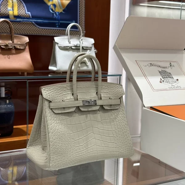 DDMode Factory Birkin Matte Alligator crocodile Ice White Silver Hardware 25cm Full Handmade