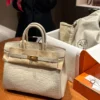 DDMode Factory Birkin Matte Alligator crocodile Ice White Silver Hardware 25cm Full Handmade