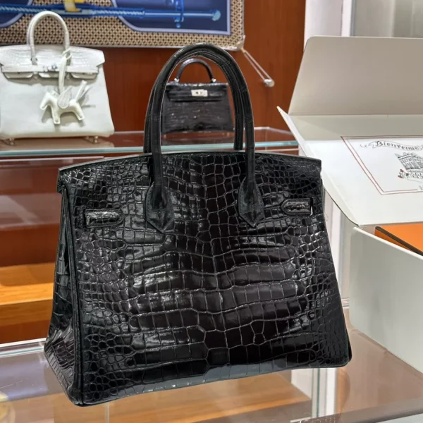 DDMode Factory Birkin shiny porosus crocodile Black Gold Hardware 30cm Full Handmade