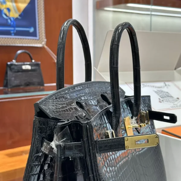 DDMode Factory Birkin shiny porosus crocodile Black Gold Hardware 30cm Full Handmade