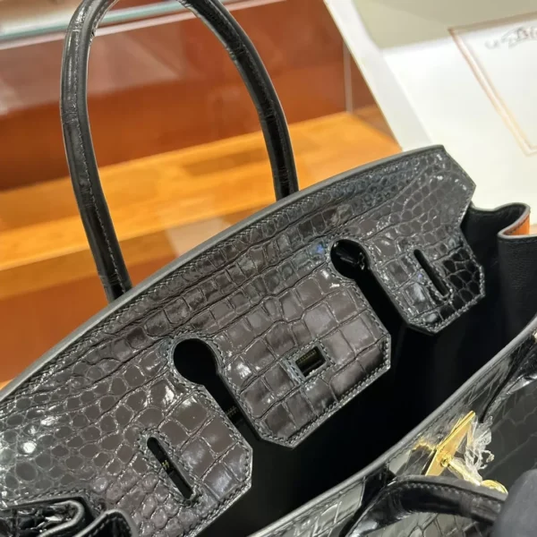 DDMode Factory Birkin shiny porosus crocodile Black Gold Hardware 30cm Full Handmade
