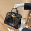DDMode Factory Birkin shiny porosus crocodile Black Gold Hardware 30cm Full Handmade