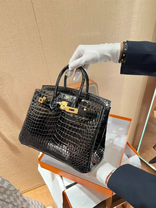 DDMode Factory Birkin shiny porosus crocodile Black Gold Hardware 30cm Full Handmade
