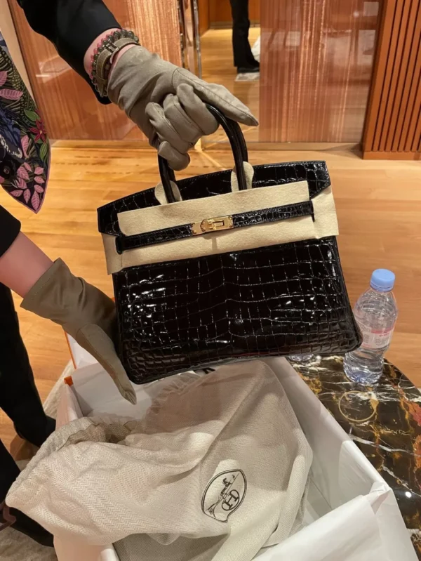 DDMode Factory Birkin shiny porosus crocodile Black Gold Hardware 30cm Full Handmade