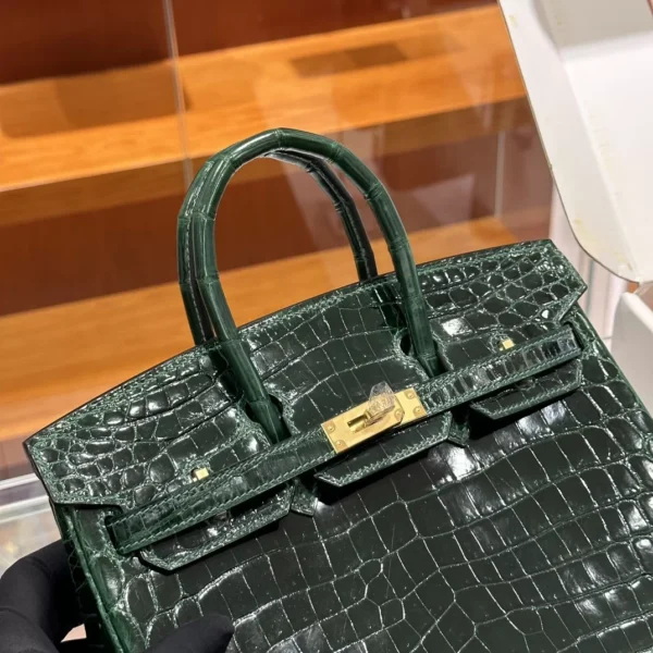 DDMode Factory Birkin shiny Niloticus crocodile Deep Green Gold Hardware 25cm Full Handmade