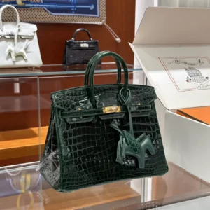 DDMode Factory Birkin shiny Niloticus crocodile Deep Green Gold Hardware 25cm Full Handmade