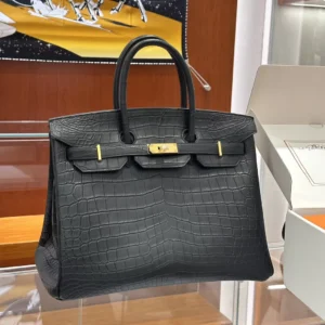 DDMode Factory Birkin Matte Niloticus crocodile Black Gold Hardware 35cm Full Handmade
