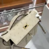 DDMode Factory Kelly Pochette Ostrich Creamy White Gold Hardware 22cm Full Handmade