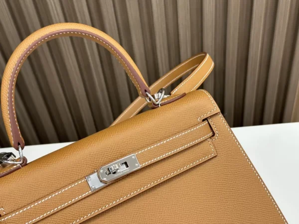 DDMode Factory Kelly Epsom Golden Brown Silver Hardware 25cm Full Handmade